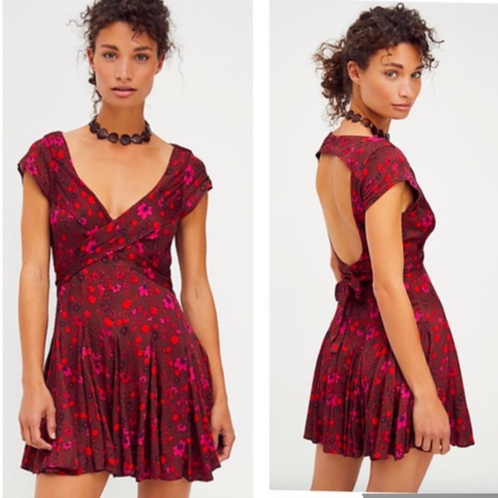 FREE PEOPLE IT TAKES TWO WRAP DRESS (PLUM COMBO) Size XS